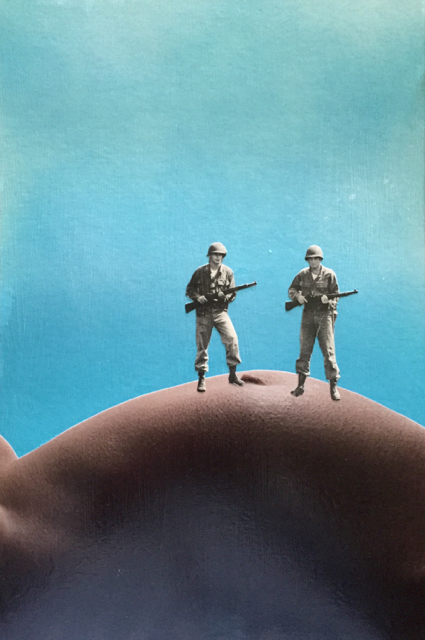 Dibs, Collage and Spray Paint on Paper